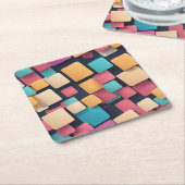 巨大なカラフルな正方形 スクエアペーパーコースター (アングル)