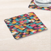巨大なカラフルな正方形 スクエアペーパーコースター (アングル)