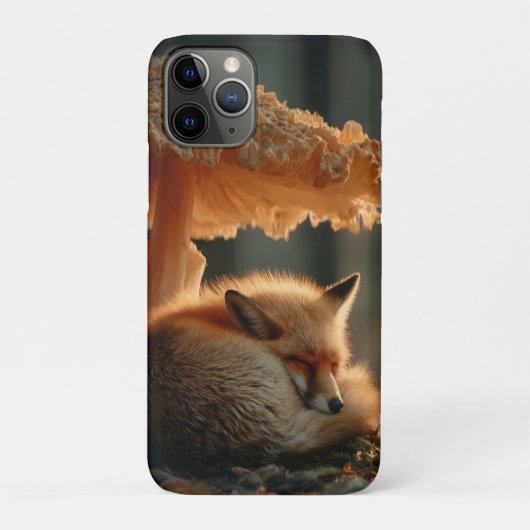 巨大なキノコの下で眠るアカギツネ Case-Mate iPhoneケース (裏)