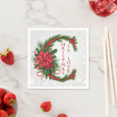 巨大なクリスマスレターCスパークリー白い赤い緑 スタンダードカクテルナプキン (インサイチュ)