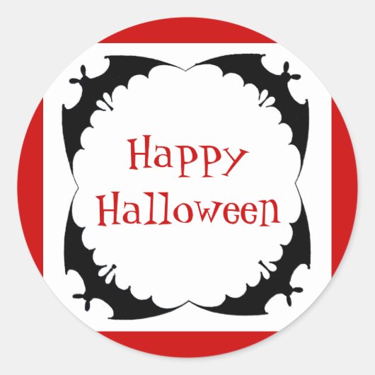 巨大なコウモリ ハッピーハロウィン ラウンドシール (正面)