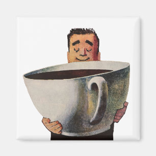 巨大なコーヒーを飲んでいるヴィンテージの幸せな人 マグネット