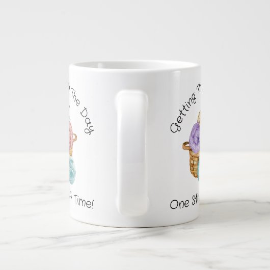 巨大なコーヒーマグに一度パーソナライズされたに1ステッチ ジャンボコーヒーマグカップ (裏面)