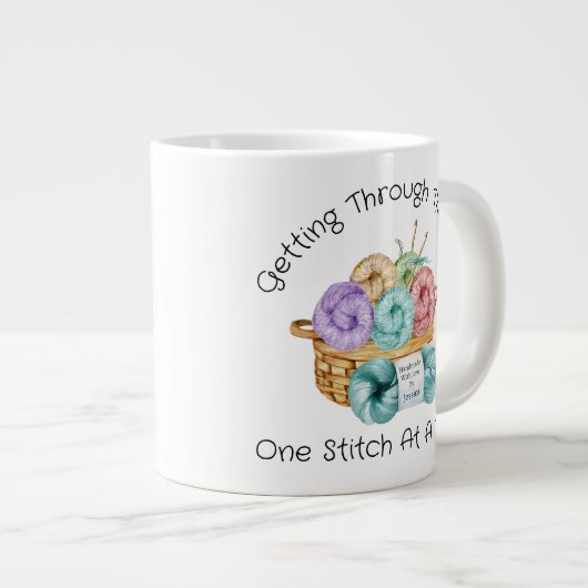 巨大なコーヒーマグに一度パーソナライズされたに1ステッチ ジャンボコーヒーマグカップ (正面右)