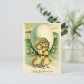 巨大なシェルイースターの挨拶から孵化した雛 ポストカード (スタンド正面)