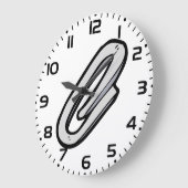 巨大なシルバーペーパークリップ オフィスと文房具 ラージ壁時計 (傾斜)