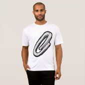 巨大なシルバー・ペーパークリップ オフィスと文房具 Tシャツ (正面フル)