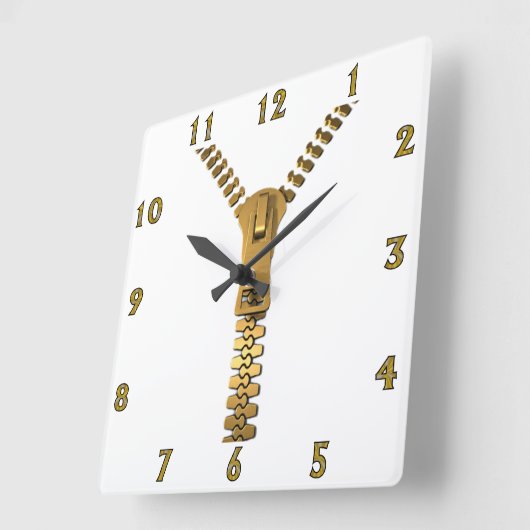 巨大なジッパーの柱時計 スクエア壁時計 (傾斜)