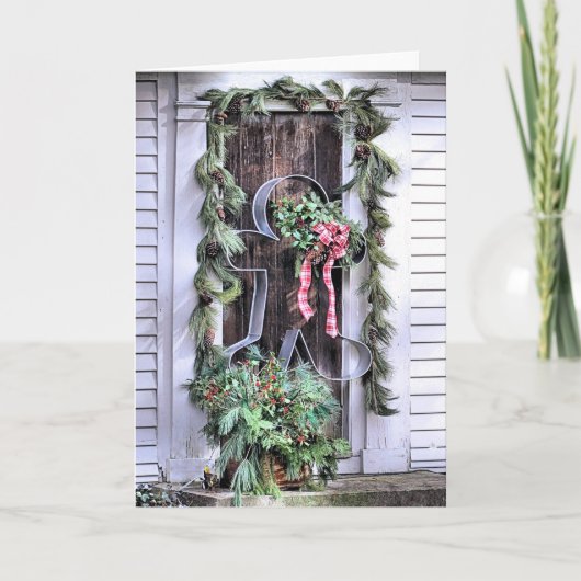 巨大なジンジャーブレッドマンのクッキーのカッター シーズンカード (正面)