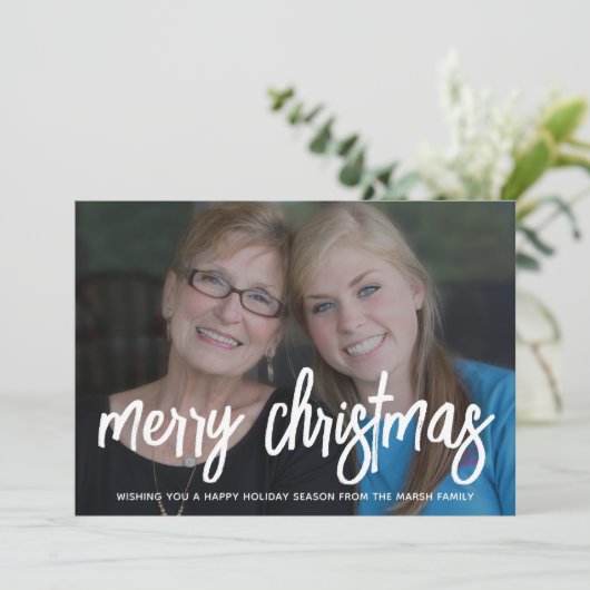 巨大なスクリプメリートの白いオーバーレイで写真 – taupe シーズンカード (スタンド正面)