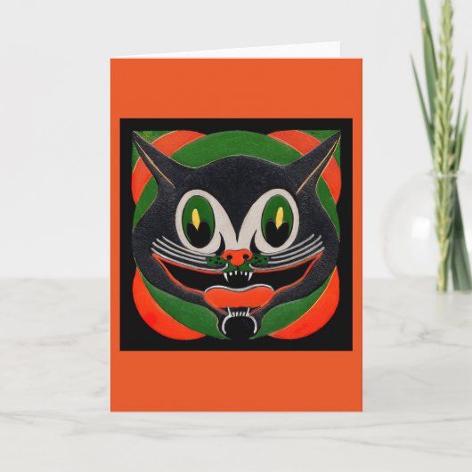 巨大なスマイルの黒猫 カード (正面)