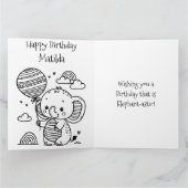 巨大なゾウとぬりえの誕生日 カード (内部)