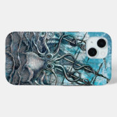 巨大なタコの青い海の怪物帆船 Case-Mate iPhoneケース (裏面 (横))