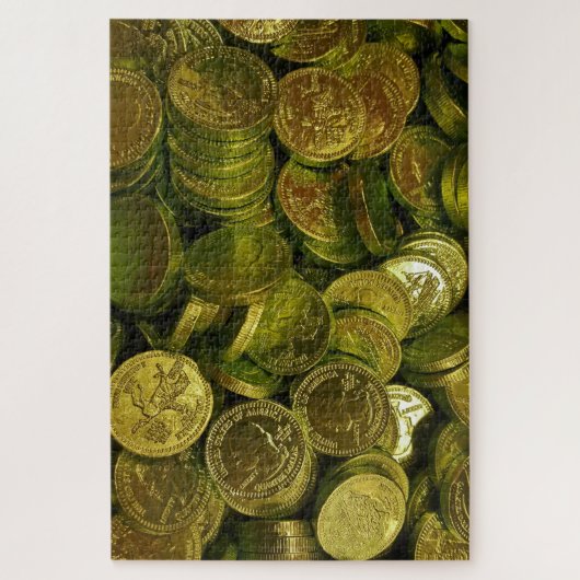 巨大なチョコレート入り金ゴールドコイン ジグソーパズル (縦)