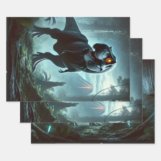 巨大なティラノサウルスのレックス ラッピングペーパーシート (セット)