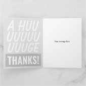 巨大なデカ文字太字タイポグラフィーの感謝カード サンキューカード (内部)