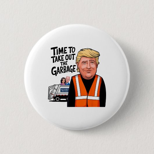 巨大なトランプ大統領おもしろいを取り出す時間 缶バッジ (正面)