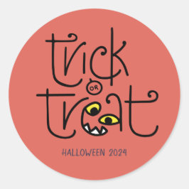 巨大なトリックまたはトリートステッカー – オレンジ ラウンドシール