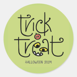 巨大なトリックまたはトリートステッカー – 緑 ラウンドシール