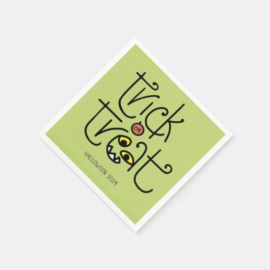 巨大なトリックまたはトリートナプキン – 緑 スタンダードカクテルナプキン (角)