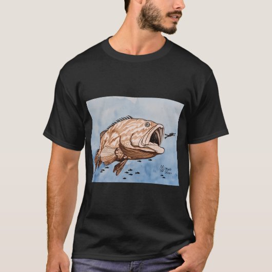 巨大なハタの吸い込み Tシャツ (正面)