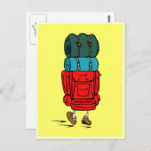 巨大なバックパックを持つハイカーバックパッカー ポストカード (正面/裏面)