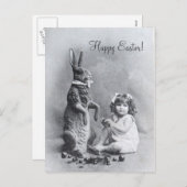 巨大なバニービクトリアンガールイースターキャンディ シーズンポストカード (正面/裏面)