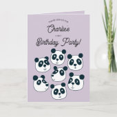 巨大なパンダのクマの最初の1歳の誕生日パーティーの招待状 サンキューカード (正面)