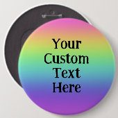 巨大なパーソナライズされた虹のピンオンボタン 缶バッジ (正面&裏面)
