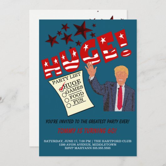 巨大なパーティーをもっとも偉大切り祝取るパーティー 招待状 (正面/裏面)