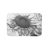 巨大なヒマワリヴィンテージ白黒アート バスマット (正面)