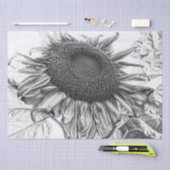 巨大なヒマワリヴィンテージ白黒アート 薄葉紙 (クラフト)