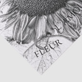 巨大なヒマワリヴィンテージ白黒スクリプト 薄葉紙 (詳細)