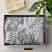 巨大なヒマワリヴィンテージ白黒スクリプト 薄葉紙 (ギフト)