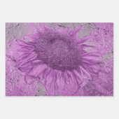 巨大なヒマワリヴィンテージ紫色の灰色のテクスチャ ラッピングペーパーシート (正面)