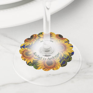 巨大なヒマワリ ワイングラスタグ