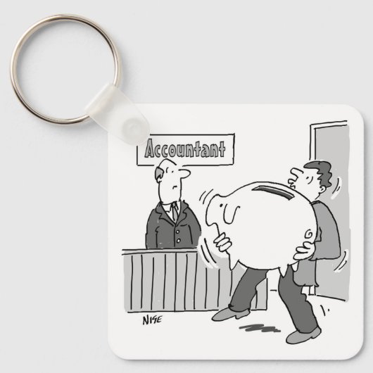 巨大なピギーバンクを持つ会計士クライアント キーホルダー (正面)