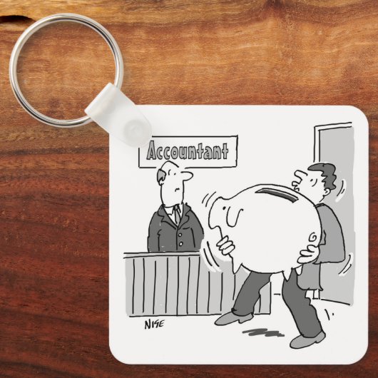 巨大なピギーバンクを持つ会計士クライアント キーホルダー (正面)