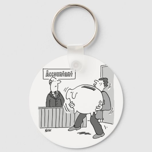 巨大なピギーバンクを持つ会計士クライアント キーホルダー (正面)