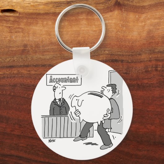 巨大なピギーバンクを持つ会計士クライアント キーホルダー (正面)