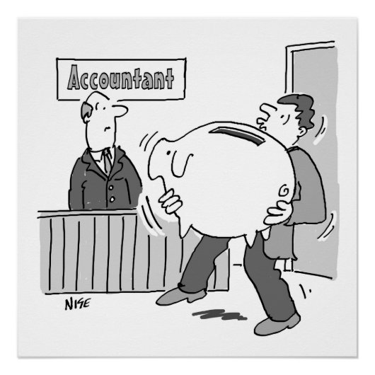 巨大なピギーバンクを持つ会計士クライアント ポスター (正面)