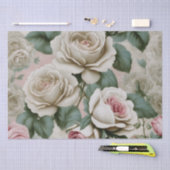巨大なピンクと白のバラ 薄葉紙 (クラフト)