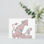 巨大なピンクのイカのモザイク ポストカード (スタンド正面)