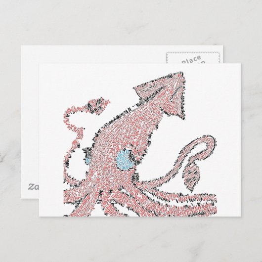 巨大なピンクのイカのモザイク ポストカード (正面/裏面)