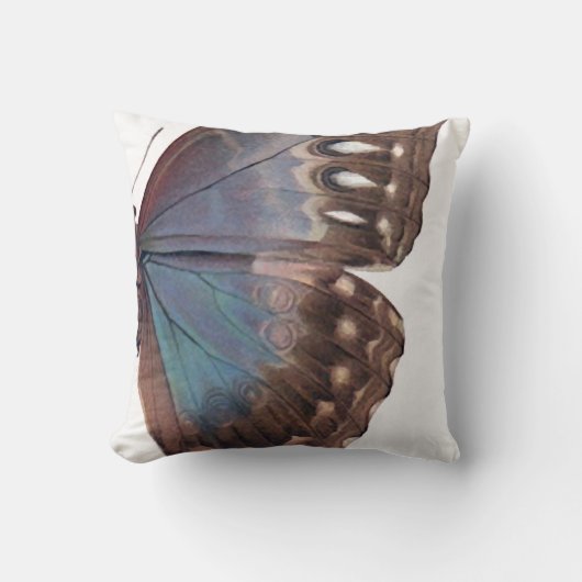 巨大なブラウンか深く青い蝶翼20"枕 クッション (正面)