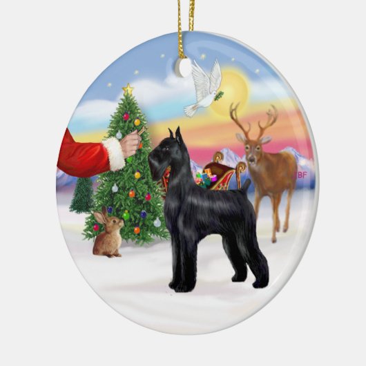 巨大なブラックシュナウザーの治療 セラミックオーナメント (左)