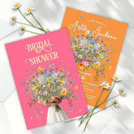 巨大なブーケブライトブライドピンクオレンジブライダルシャワーInvite 招待状