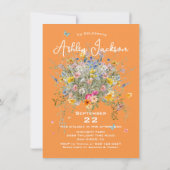 巨大なブーケブライトブライドピンクオレンジブライダルシャワーInvite 招待状 (裏面)