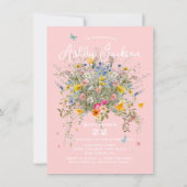 巨大なブーケブライドピンクオレンジブライダルシャワー 招待状 (裏面)