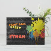 巨大なペイントボール誕生日パーティーへの招待 招待状 (スタンド正面)